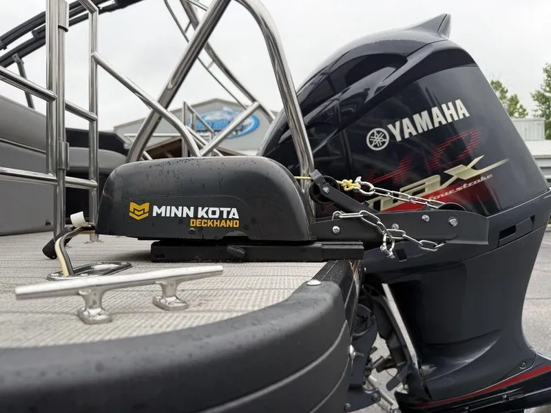 Slide: The Image of 2021 Godfrey Monaco 235 SFL GTP boat with Minn Kota Deckhand and Yamaha motor. - 28