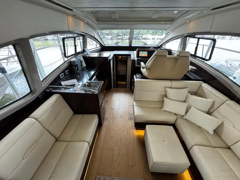 Slide: The Image of Luxurious interior of 2017 Sea Ray Sundancer 400 yacht with plush seating and modern helm. - 35
