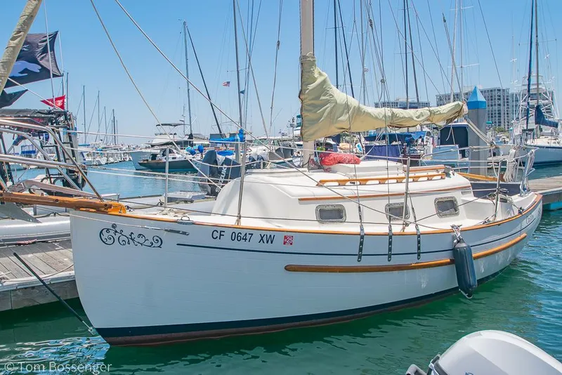 Slide: The Image of Sailboat Pacific Seacraft Flicka 20, 1993 model, docked in a marina. - 0