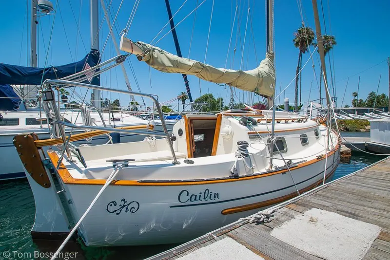 Slide: The Image of Sailboat docked, 1993 Pacific Seacraft Flicka 20, sunny marina setting. - 3