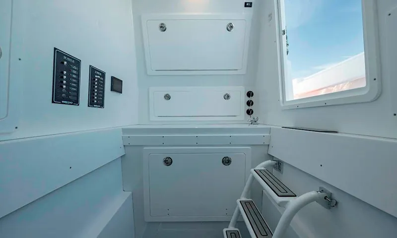 Slide: The Image of Display screen showing engine hours and RPM for 2024 Onslow Bay 37 boat. - 11