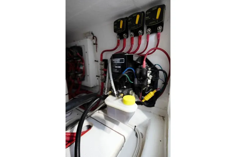 Slide: The Image of Electrical system of 2024 Onslow Bay 37 Tournament boat, featuring wiring and components. - 30