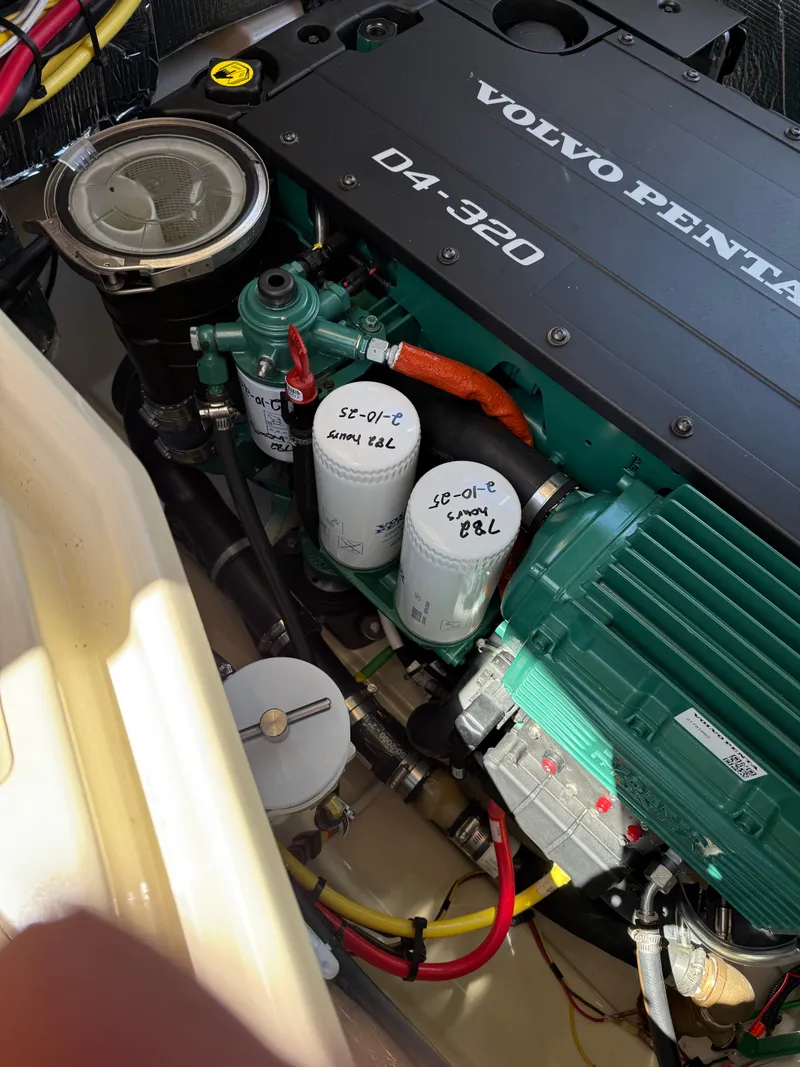 Slide: The Image of Engine compartment of 2021 Ranger Tugs R-31 CB with Volvo Penta D4-320 engine. - 45