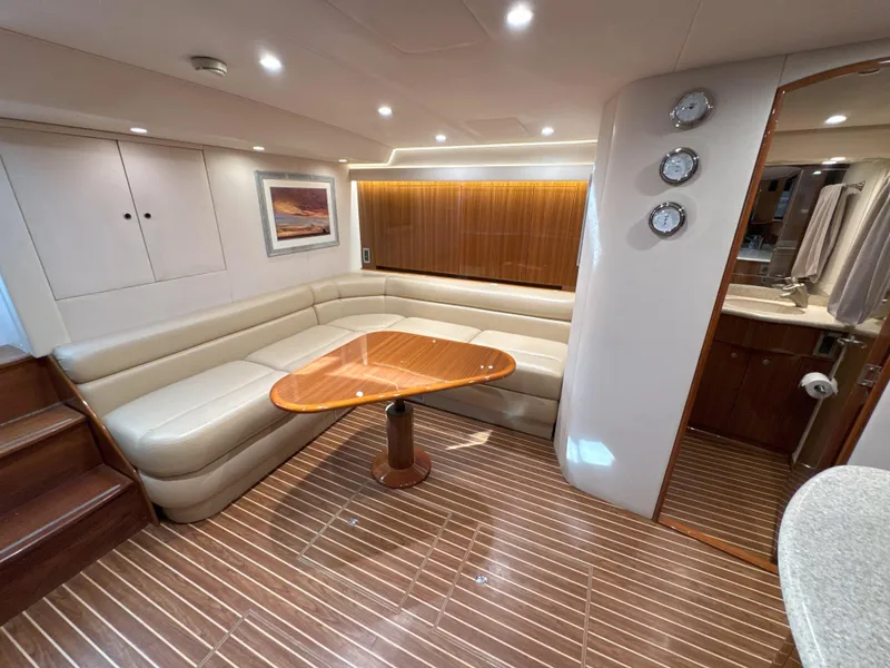 Slide: The Image of Luxurious interior of 2007 Viking 52 Open yacht with elegant seating and wooden accents. - 37