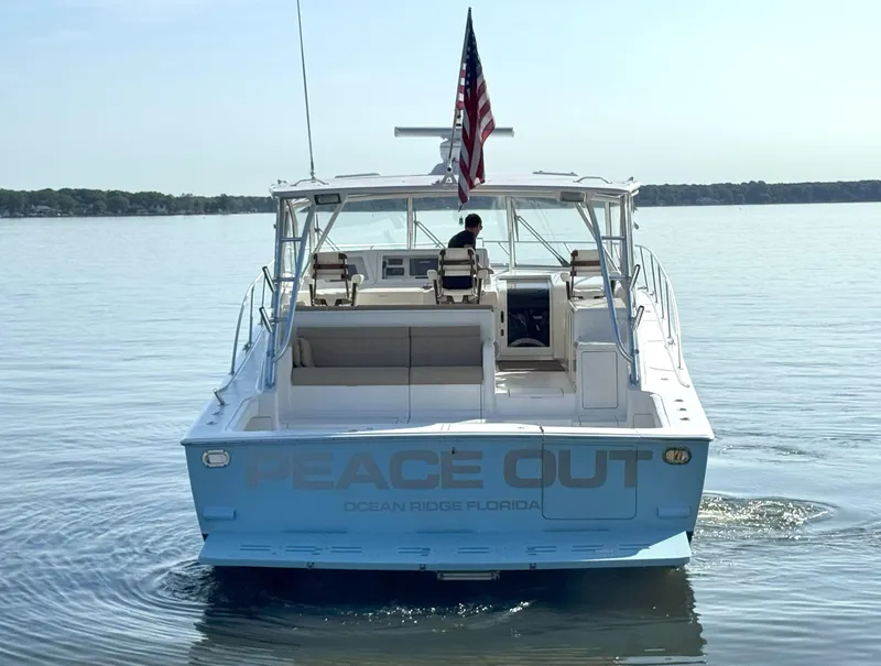 Slide: The Image of 2007 Viking 52 Open yacht "Peace Out" on calm water, Ocean Ridge, Florida. - 8