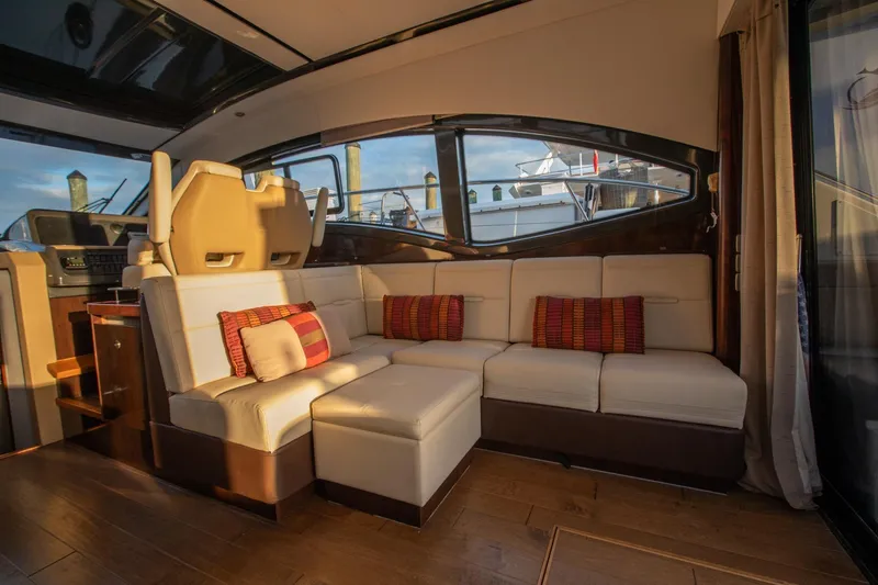 Slide: The Image of Luxurious interior of 2018 Sea Ray Sundancer 400 yacht with plush seating and elegant design. - 13