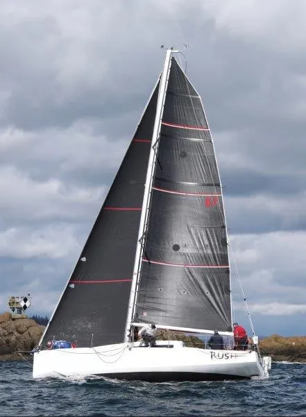 Slide: The Image of 2018 Jeanneau Sun Fast 3600 sailboat navigating under cloudy skies. - 32
