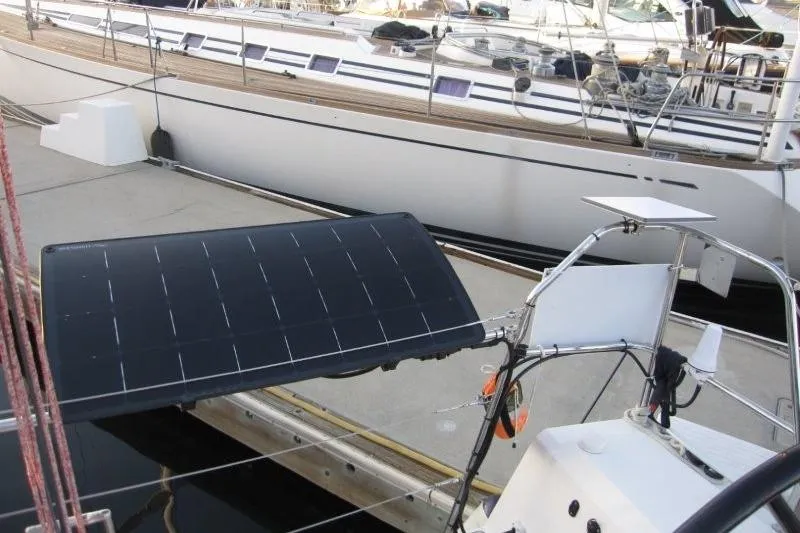 Slide: The Image of 2018 Jeanneau Sun Fast 3600 with solar panel at marina dock. - 43