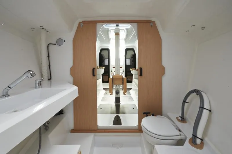 Slide: The Image of Interior of 2018 Jeanneau Sun Fast 3600 yacht, featuring modern bathroom amenities. - 6