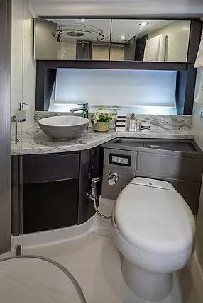 Slide: The Image of Luxurious bathroom in 2026 Schaefer 600 yacht with modern fixtures and elegant design. - 22