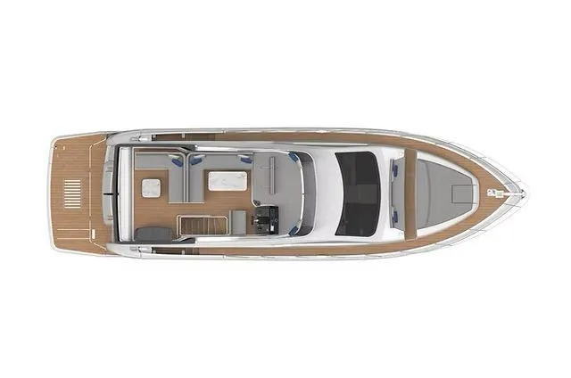Slide: The Image of Top view of 2026 Schaefer 600 yacht layout, showcasing spacious deck and interior design. - 29