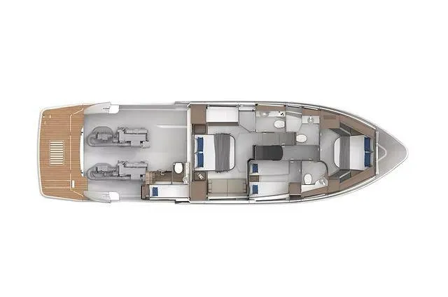 Slide: The Image of Top view of 2026 Schaefer 600 yacht layout, showcasing interior design and engine placement. - 31