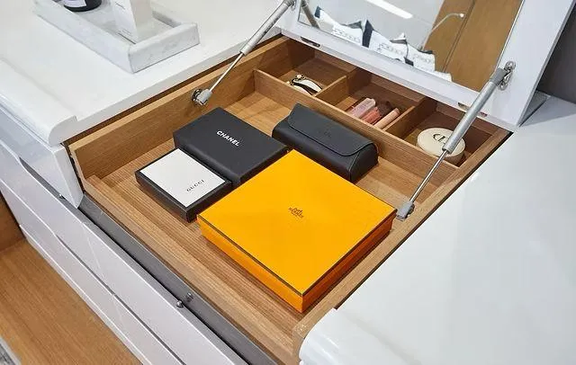 Slide: The Image of Luxury vanity drawer with designer boxes and accessories, Schaefer 660, 2025 model. - 20