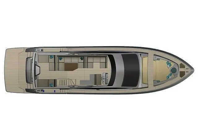 Slide: The Image of Top view of 2025 Schaefer 660 yacht layout, showcasing spacious deck and interior design. - 43