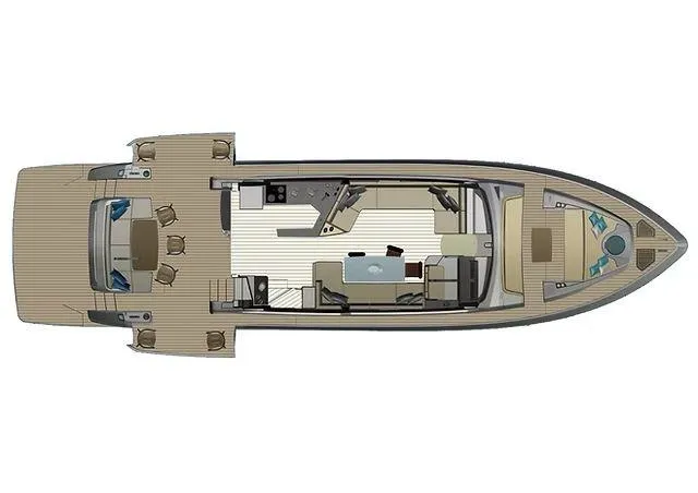 Slide: The Image of Top view of 2025 Schaefer 660 yacht layout, showcasing interior and deck design. - 44