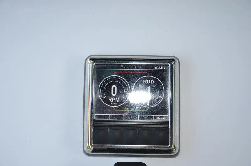 Slide: The Image of Dashboard display of 2019 Sportsman Masters 267 Bay Boat showing RPM and rudder angle. - 25