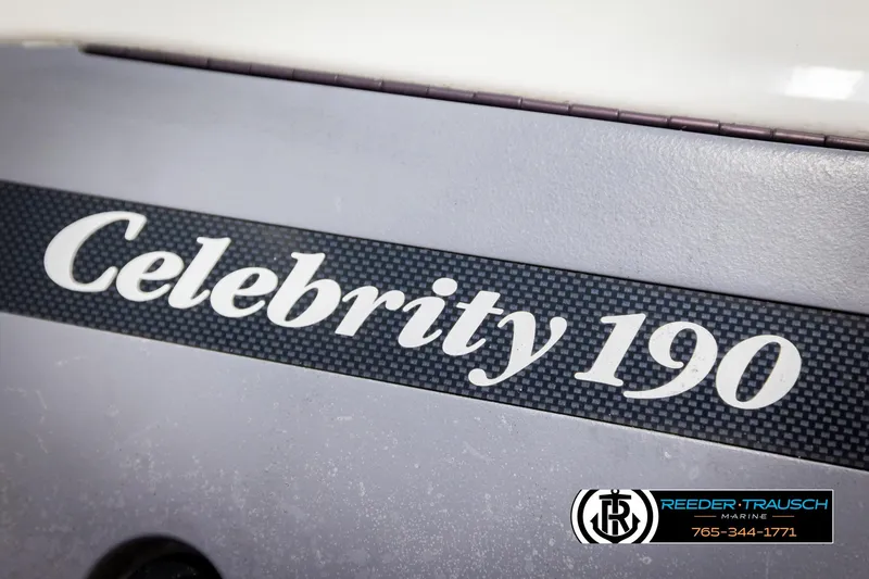 Slide: The Image of 1997 Celebrity 190 boat logo with Reeder-Trausch Marine contact details. - 35