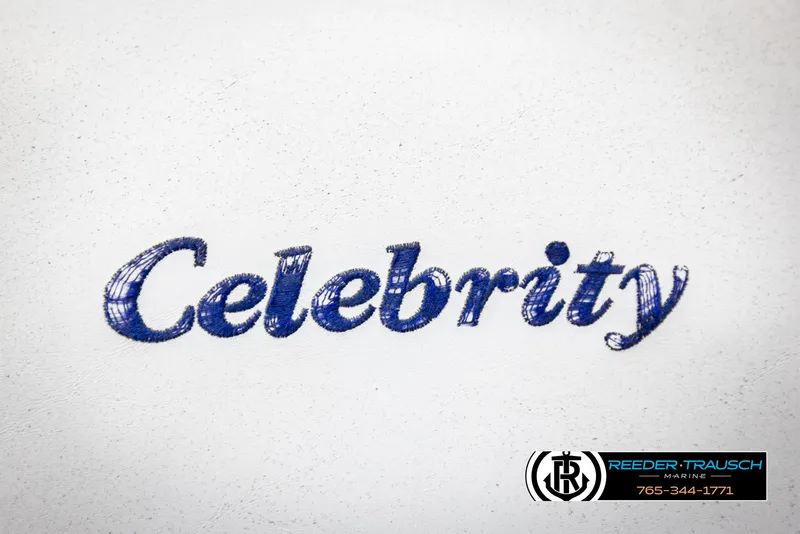 Slide: The Image of Celebrity 190 logo on white background, 1997 model, Reeder-Trausch Marine branding. - 37