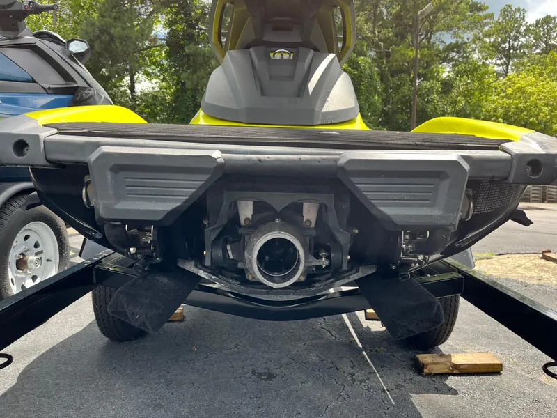 Slide: The Image of 2021 Yamaha WaveRunner VX Cruiser HO rear view on trailer, showcasing jet propulsion system. - 3