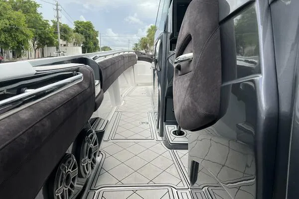 Slide: The Image of 2019 Nor-Tech 450 Sport Center Console boat interior with sleek design and modern features. - 15