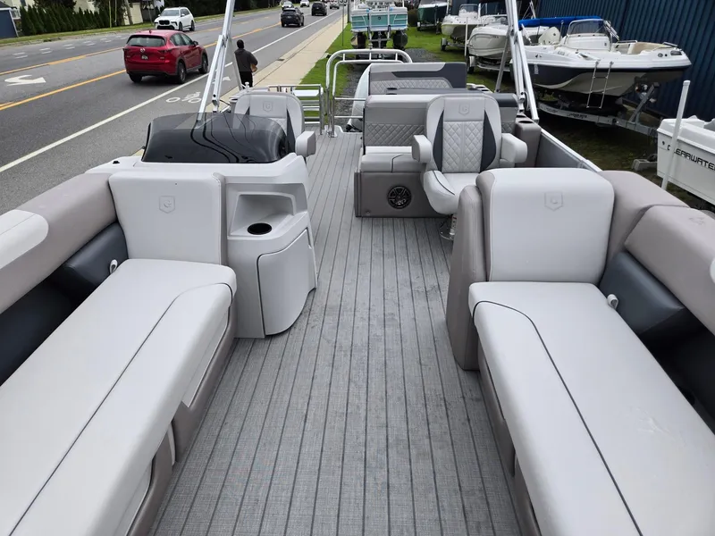 Slide: The Image of 2026 Godfrey SWEETWATER Entertainment 2486 DT pontoon boat with spacious seating and modern design. - 8