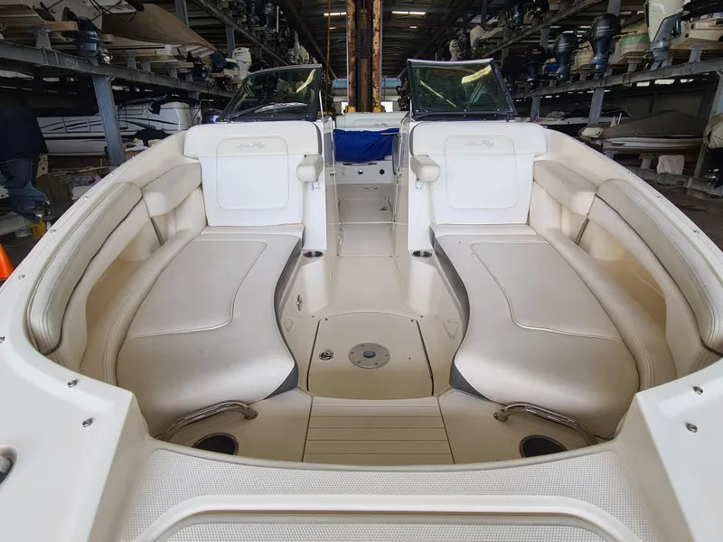Slide: The Image of 2012 Sea Ray 260 Sundeck interior with spacious seating in storage facility. - 5