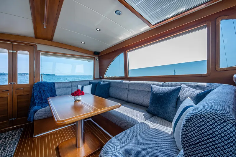Slide: The Image of Luxurious interior of 2017 Grand Banks 44 Eastbay SX yacht with ocean view. - 23