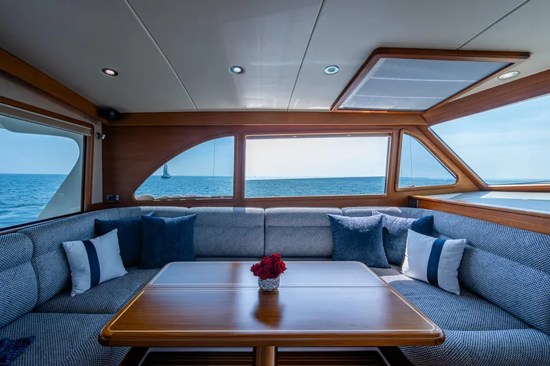 Slide: The Image of Luxurious interior of 2017 Grand Banks 44 Eastbay SX yacht with ocean view. - 25