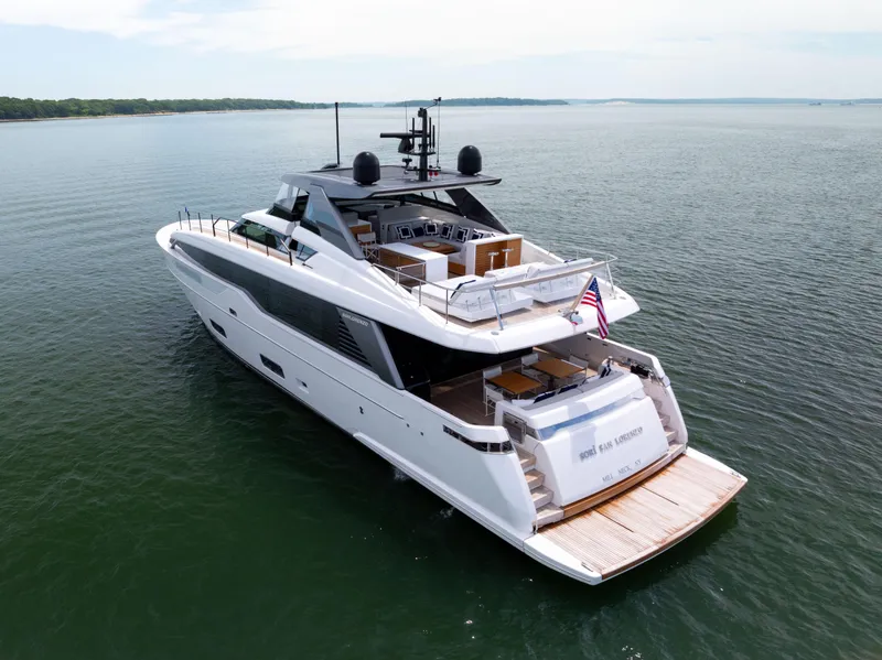 Slide: The Image of 2024 Sanlorenzo SL90A luxury yacht cruising on calm waters. - 6