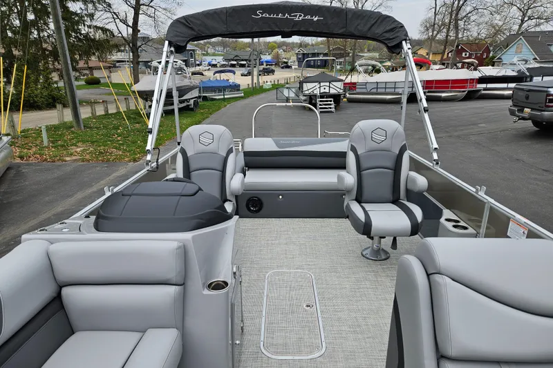 Slide: The Image of 2023 South Bay S224 UL TRIPLE pontoon boat with spacious seating and modern design. - 8