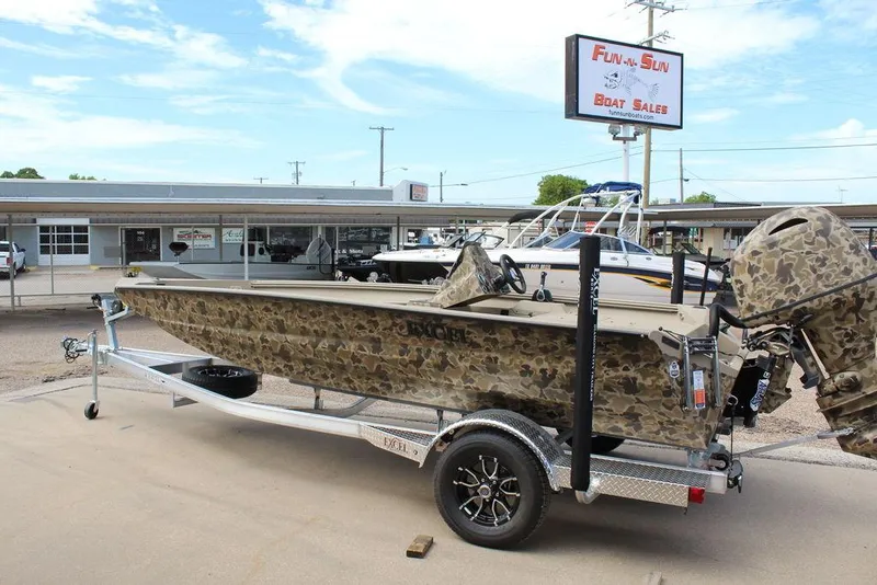 Slide: The Image of 2026 Excel Bolt 183 camo boat on trailer at Fun-N-Sun Boat Sales. - 11