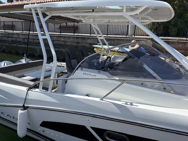 Slide: The Image of 2023 Jeanneau Leader 9.0 WA boat with sleek design and modern features. - 11