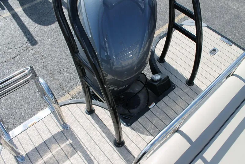 Slide: The Image of 2021 Silver Wave 2410 SW5 JS boat deck with motor and ladder. - 13