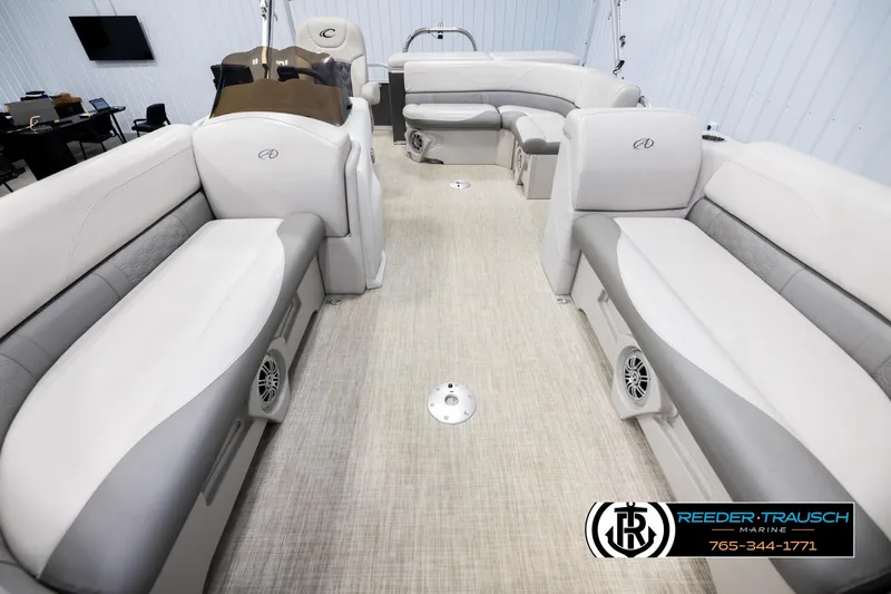 Slide: The Image of Luxurious interior of 2019 Avalon GS CR boat with plush seating and modern design. - 13