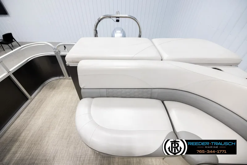 Slide: The Image of 2019 Avalon GS CR boat interior with luxurious white seating and modern design. - 15