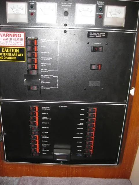 Slide: The Image of Electrical control panel on a 1996 Carver 320 Voyager boat. - 9