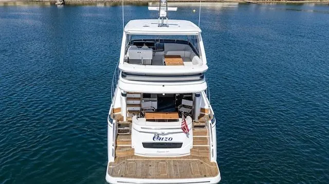 Slide: The Image of Luxury Princess F55 yacht, 2022 model, docked on calm water. - 29