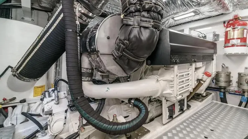 Slide: The Image of Engine room of 2022 Princess F55 yacht with advanced machinery and safety equipment. - 39
