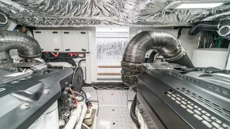 Slide: The Image of Engine room of 2022 Princess F55 yacht with advanced machinery and insulation. - 43