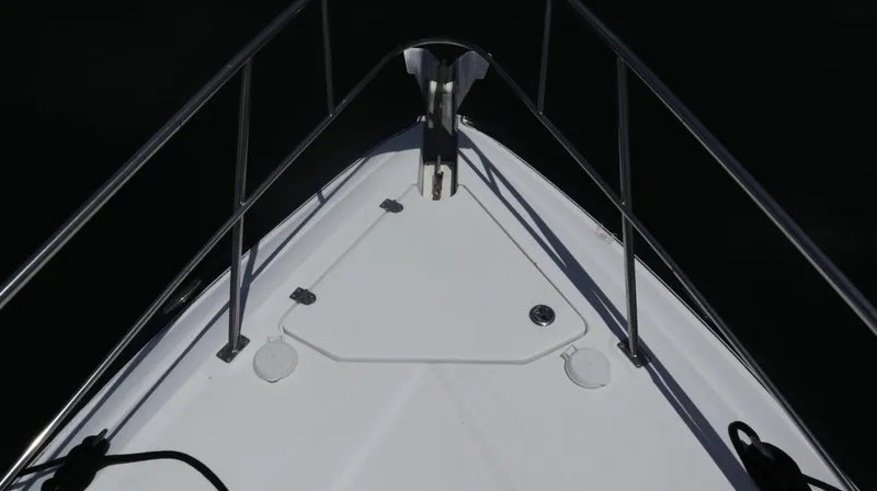 Slide: The Image of Bow view of 2012 Cruisers Yachts 350 Express with stainless steel railings. - 39