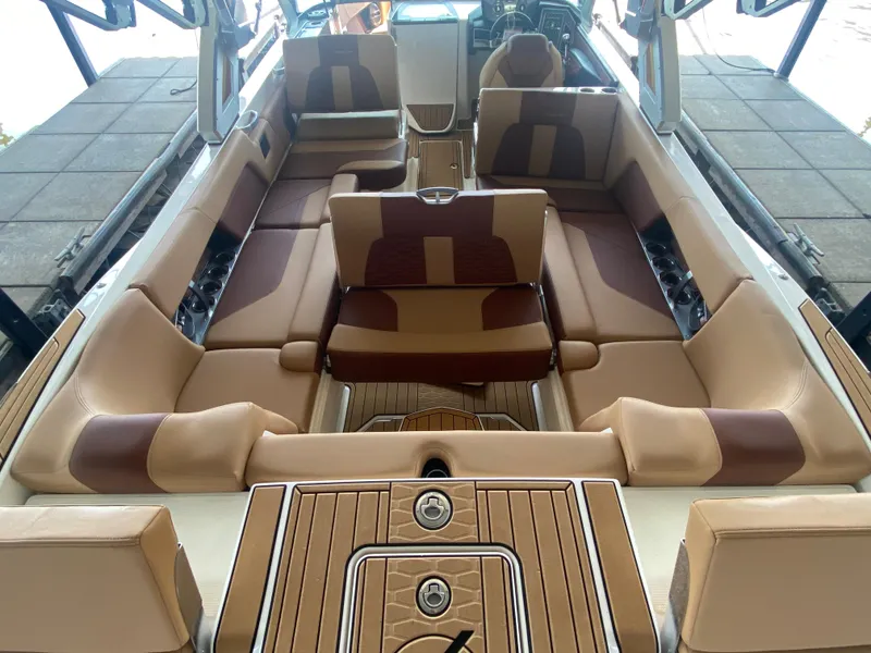 Slide: The Image of Luxurious interior of 2022 MasterCraft X26 boat with spacious seating and elegant design. - 15