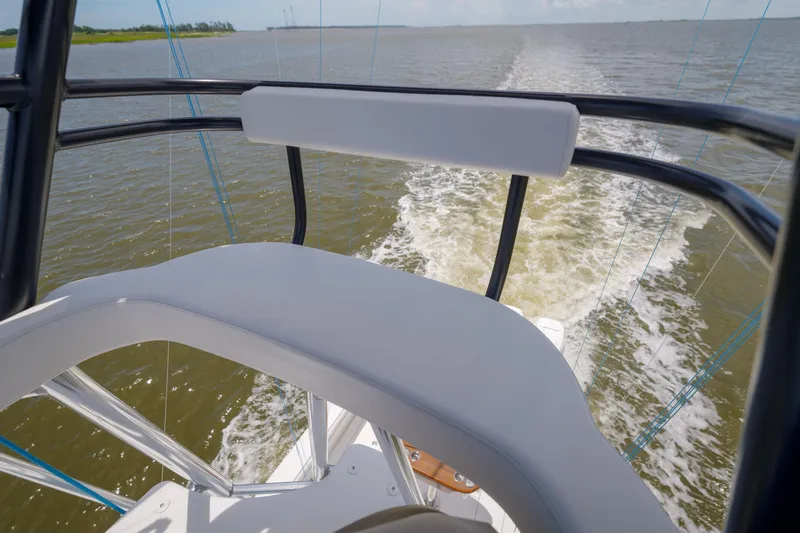 Slide: The Image of 2022 Valhalla Boatworks V41 cruising on open water, view from helm. - 24