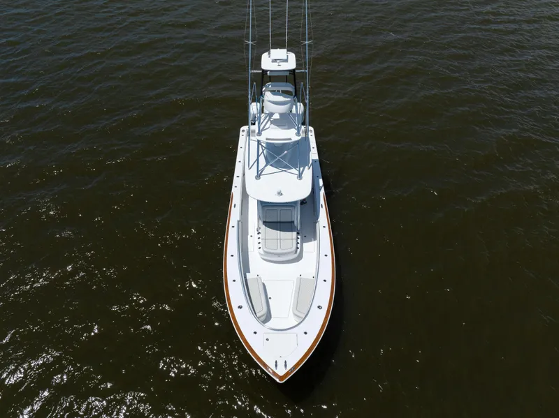 Slide: The Image of 2022 Valhalla Boatworks V41 on open water, aerial view. - 9