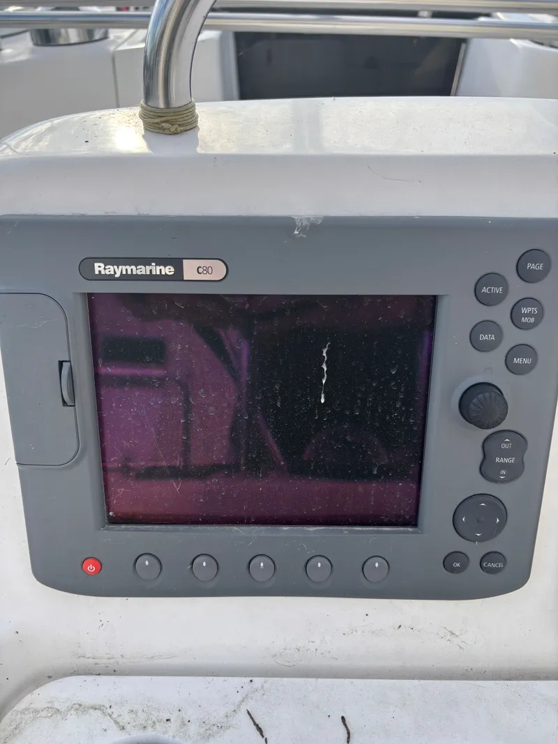 Slide: The Image of Raymarine C80 navigation display on a 2001 Hunter 460 sailboat. - 38