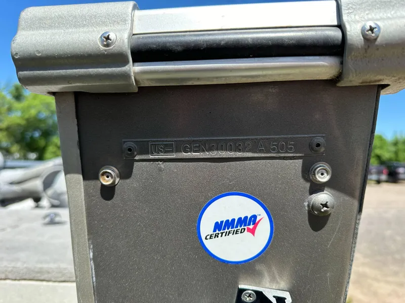 Slide: The Image of Close-up of a 2005 G3 1875 boat with NMMA certification sticker. - 4