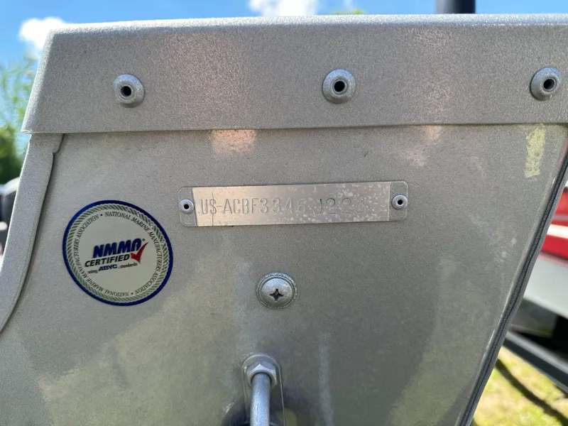 Slide: The Image of 2023 Alumacraft Competitor 185 Tiller boat with NMM certified label and serial number plate. - 34