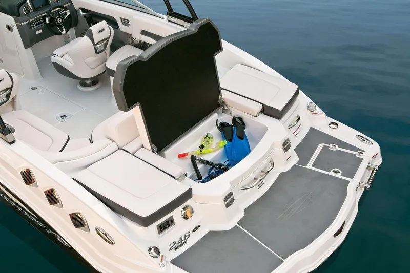 Slide: The Image of Manufacturer Provided Image: 2016 Chaparral 246 SSi boat interior with storage compartment and diving gear. - 8