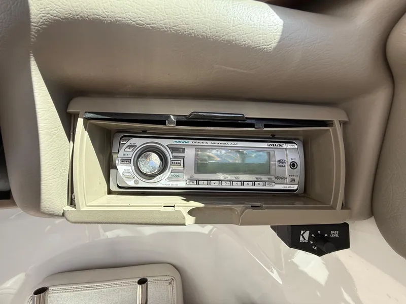 Slide: The Image of Sony marine stereo system in a 2009 Crownline 270 BR boat dashboard. - 13