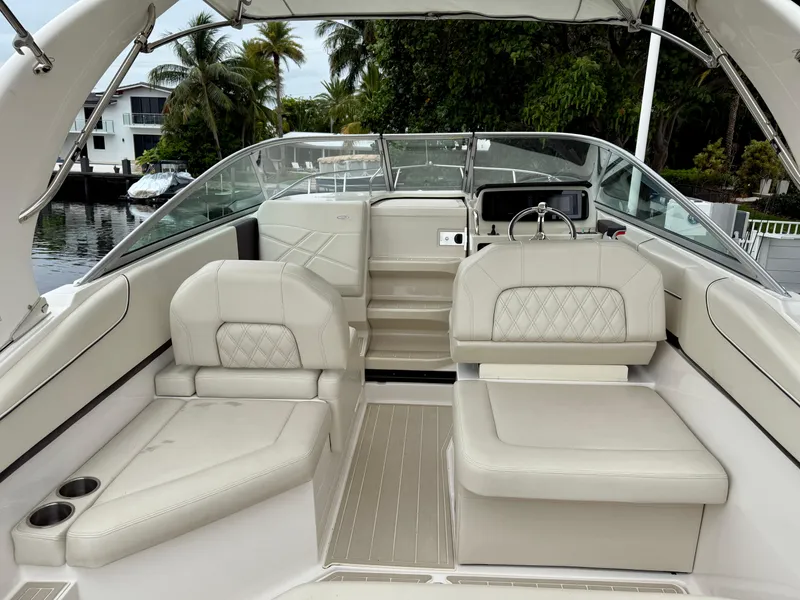 Slide: The Image of 2021 Regal 26 XO boat interior with luxurious seating and modern design. - 26