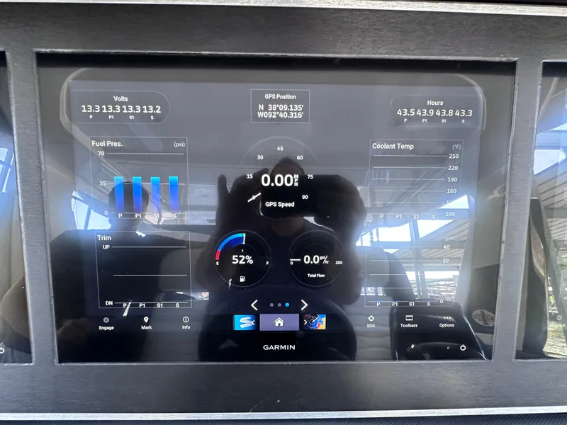 Slide: The Image of 2024 Cigarette 42 Auroris boat interior with luxurious seating on a sunny day. - 12